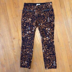 Anthropologie The Essential Slim Cropped Trouser Pants in Autumn Floral Size 2